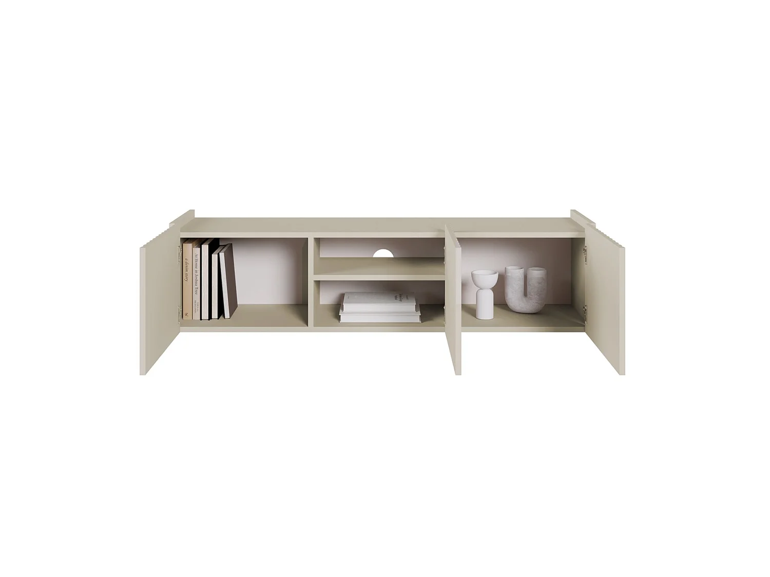 Meuble TV 3 portes suspendu - 144 cm - grège - FIORRA