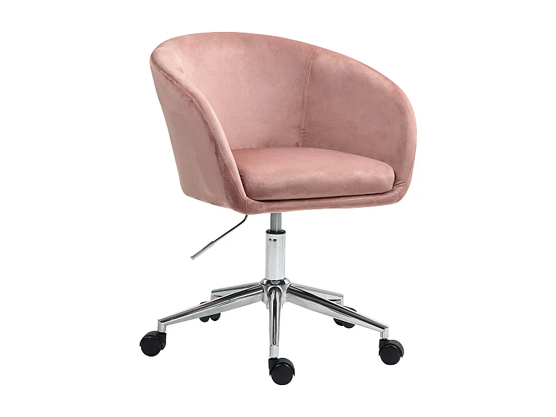 SVITA LOUISA chaise de bureau avec revêtement en velours rose, hauteur réglable