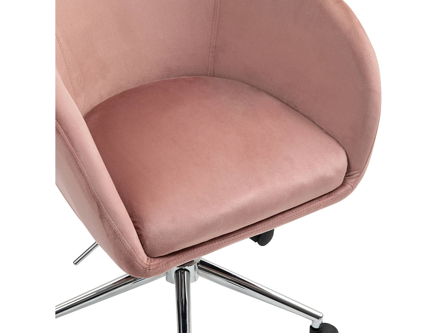SVITA LOUISA chaise de bureau avec revêtement en velours rose, hauteur réglable
