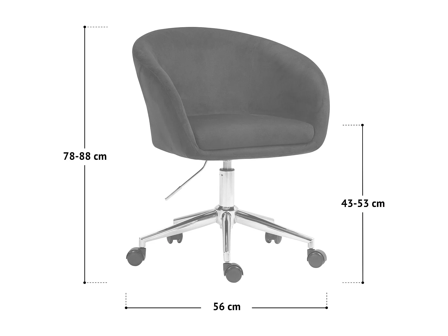 SVITA LOUISA chaise de bureau avec revêtement en velours rose, hauteur réglable