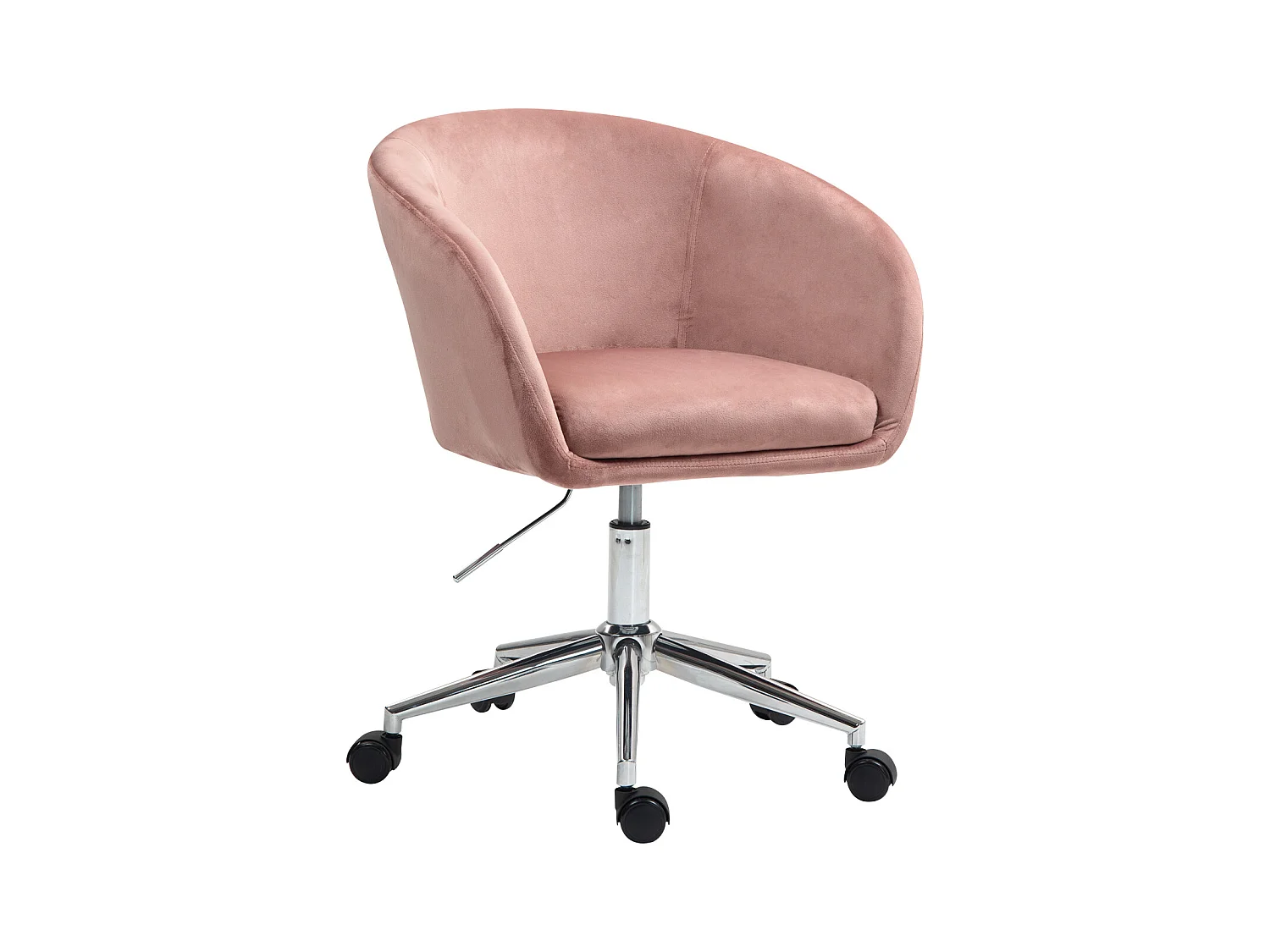 SVITA LOUISA chaise de bureau avec revêtement en velours rose, hauteur réglable