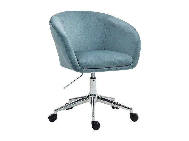 SVITA LOUISA chaise de bureau avec revêtement en velours bleu, hauteur réglable