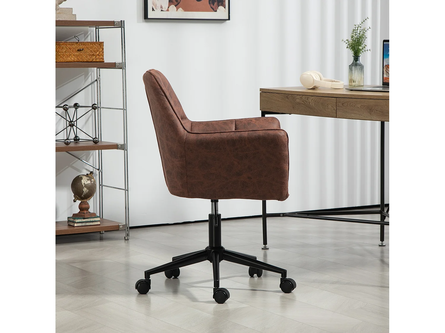 SVITA GREG chaise de bureau réglable en hauteur en cuir artificiel marron