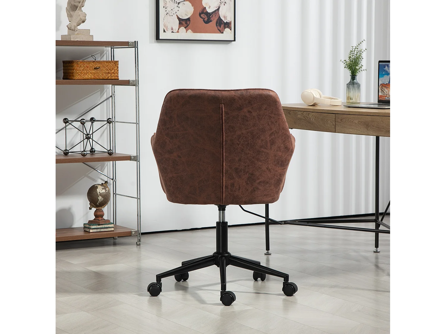 SVITA GREG chaise de bureau réglable en hauteur en cuir artificiel marron