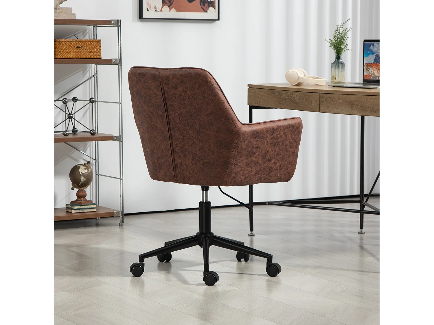 SVITA GREG chaise de bureau réglable en hauteur en cuir artificiel marron
