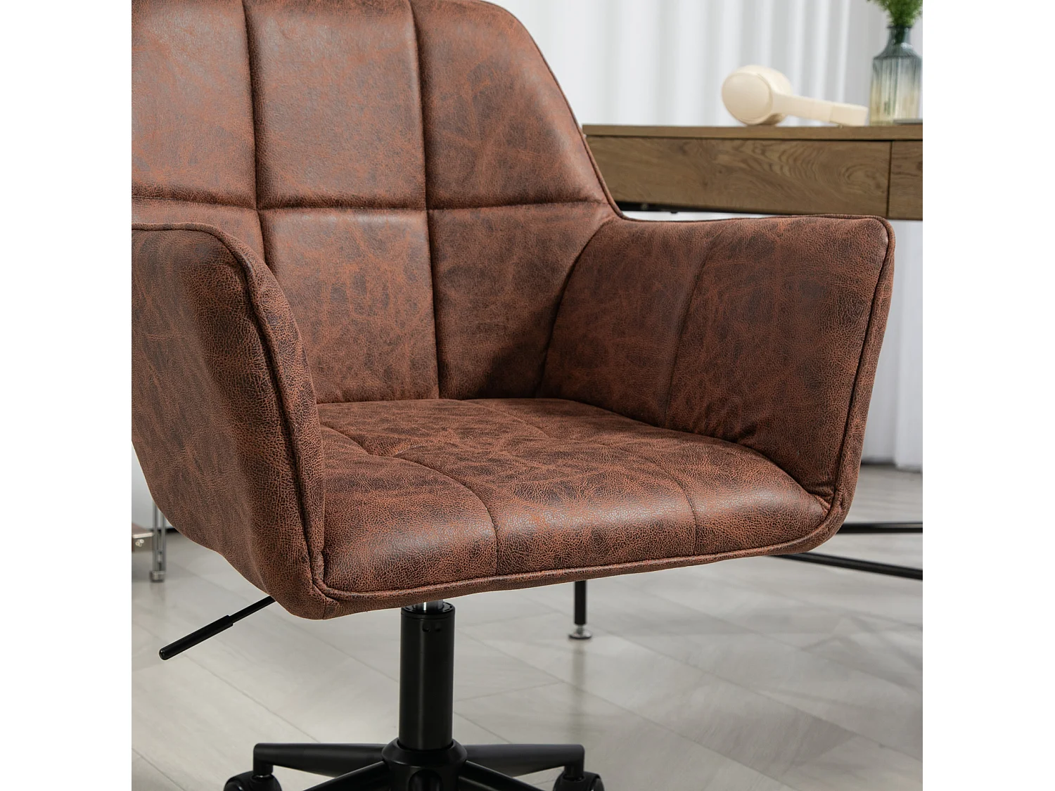 SVITA GREG chaise de bureau réglable en hauteur en cuir artificiel marron