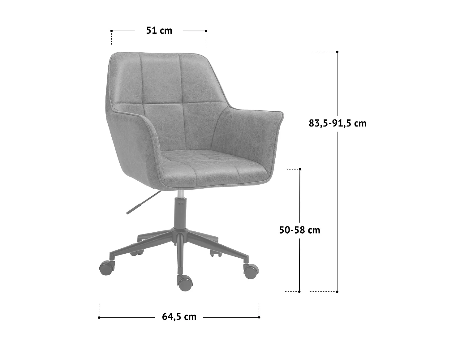 SVITA GREG chaise de bureau réglable en hauteur en cuir artificiel marron