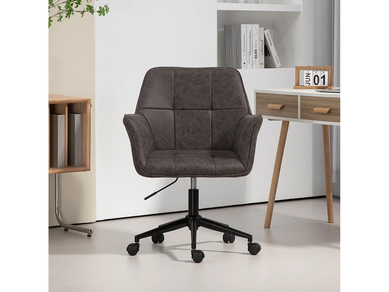 SVITA GREG chaise de bureau réglable en hauteur en cuir artificiel gris