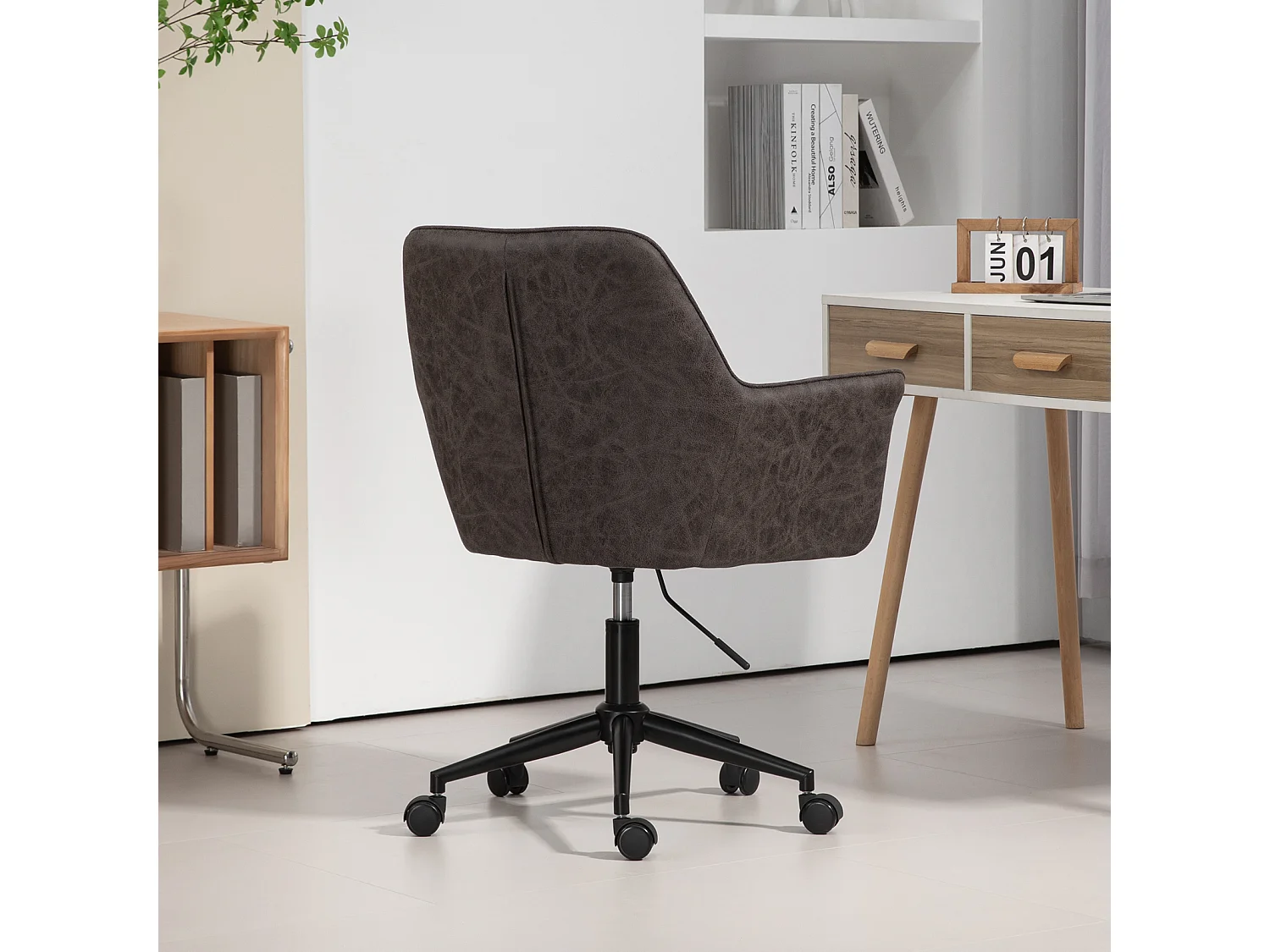 SVITA GREG chaise de bureau réglable en hauteur en cuir artificiel gris