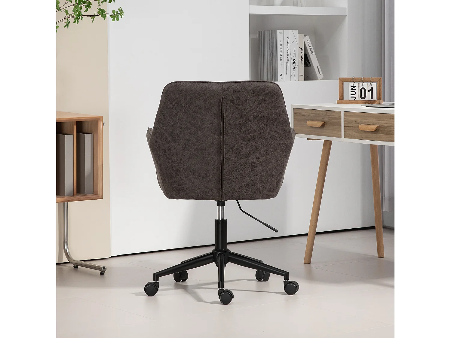 SVITA GREG chaise de bureau réglable en hauteur en cuir artificiel gris