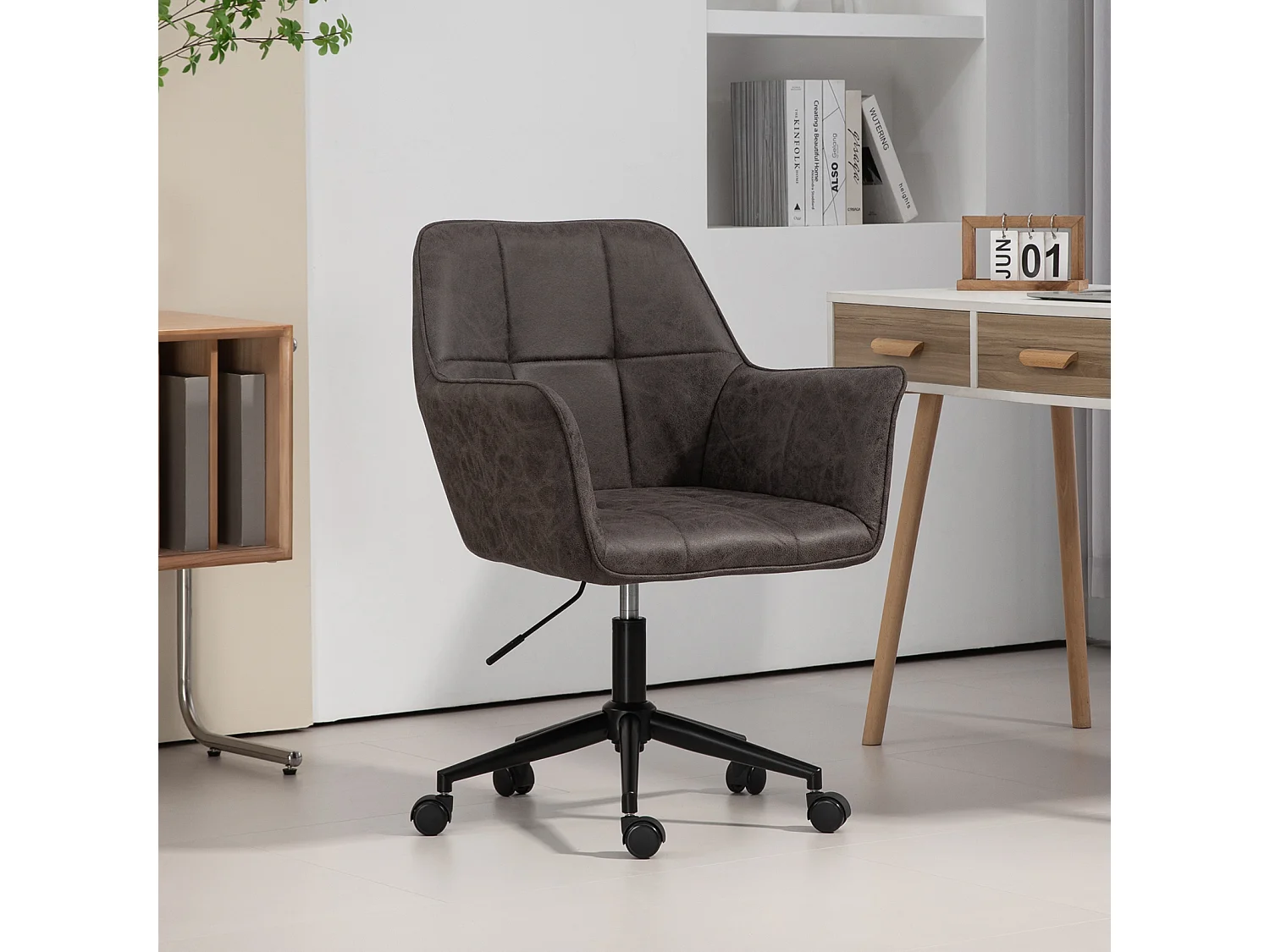 SVITA GREG chaise de bureau réglable en hauteur en cuir artificiel gris