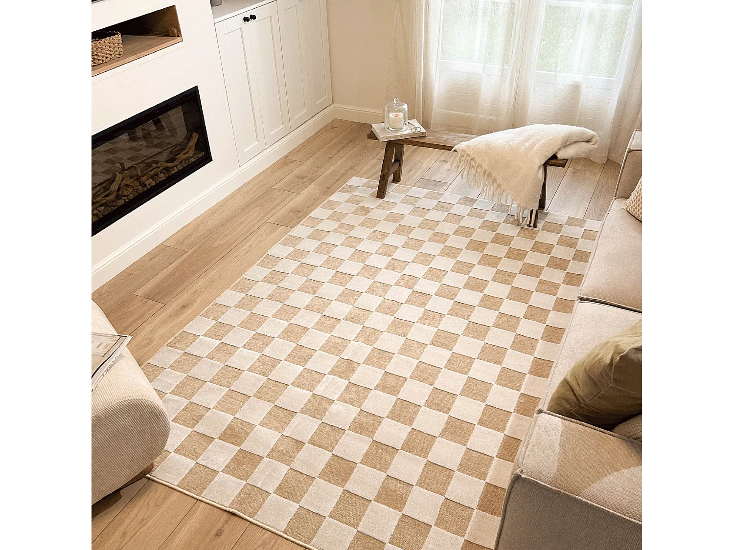 Tapis d'extérieur - 114x170cm - Beige - Réversible - 100% polypropylène - 1350gr / m² - RIO