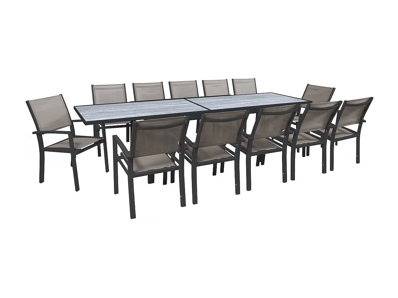 Salon de jardin repas extensible "Lagos" - 200/320 cm - Taupe - 12 places