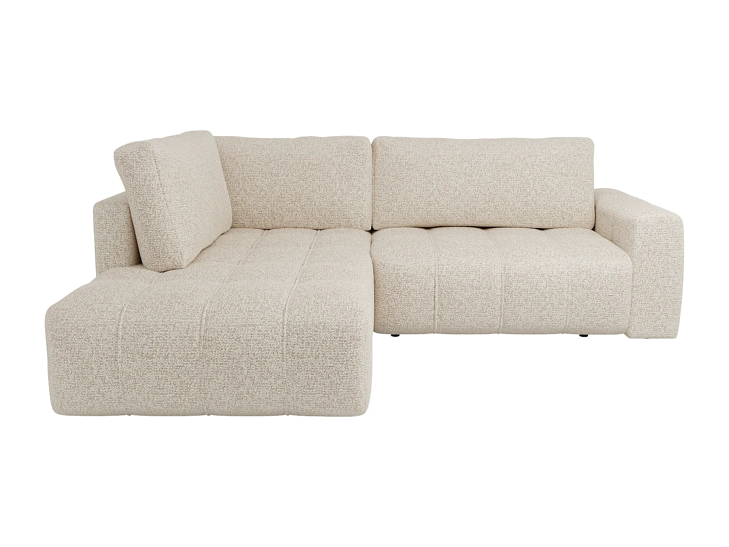 Canapé d'angle gauche en tissu chiné beige LORIONA