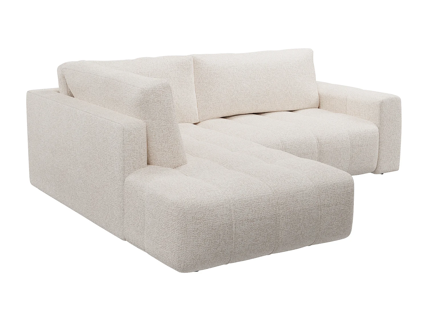 Canapé d'angle gauche en tissu chiné beige LORIONA