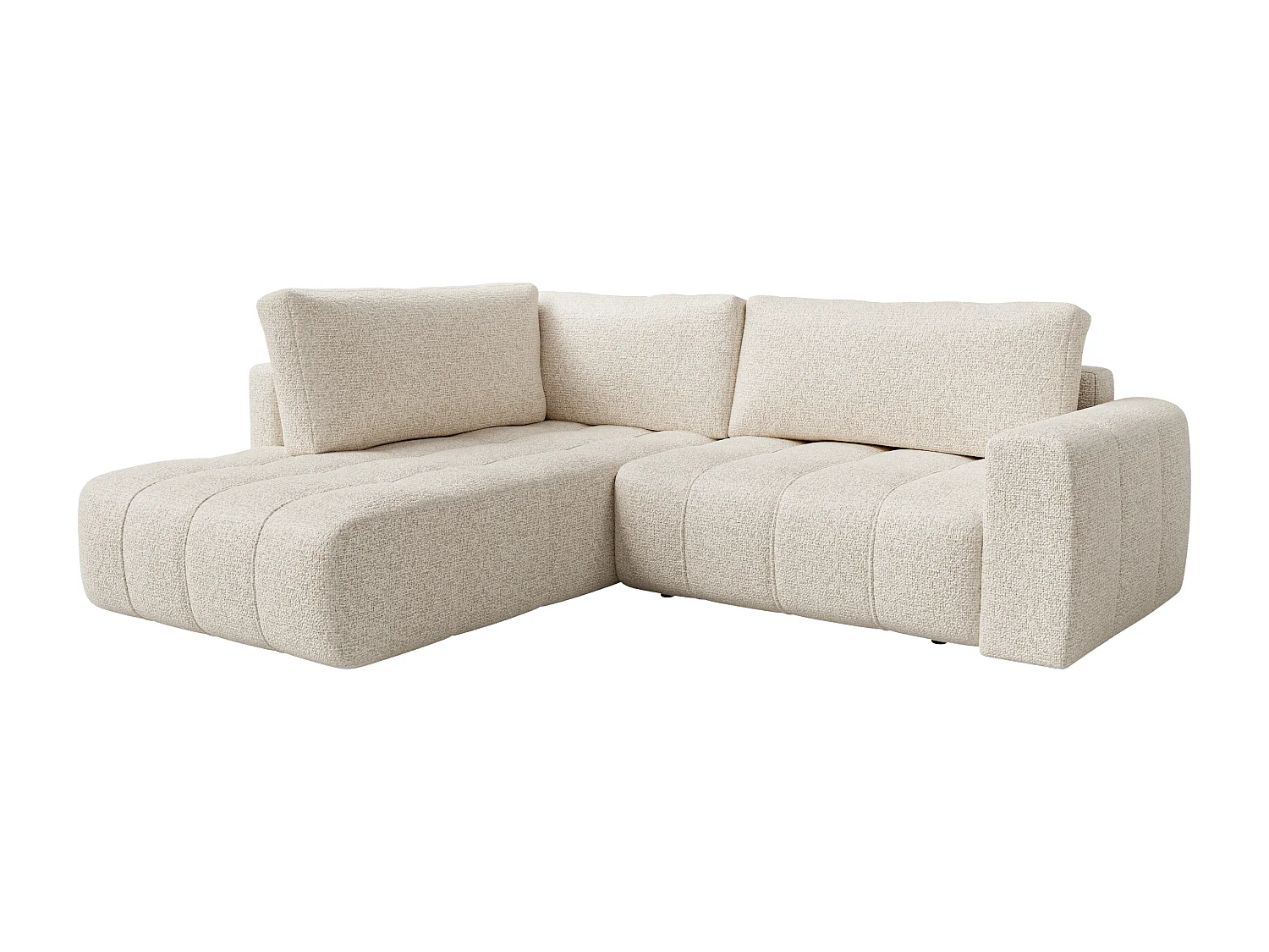 Canapé d'angle gauche en tissu chiné beige LORIONA