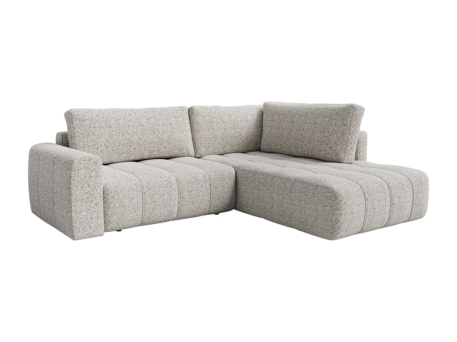 Canapé d'angle droit en tissu chiné gris LORIONA