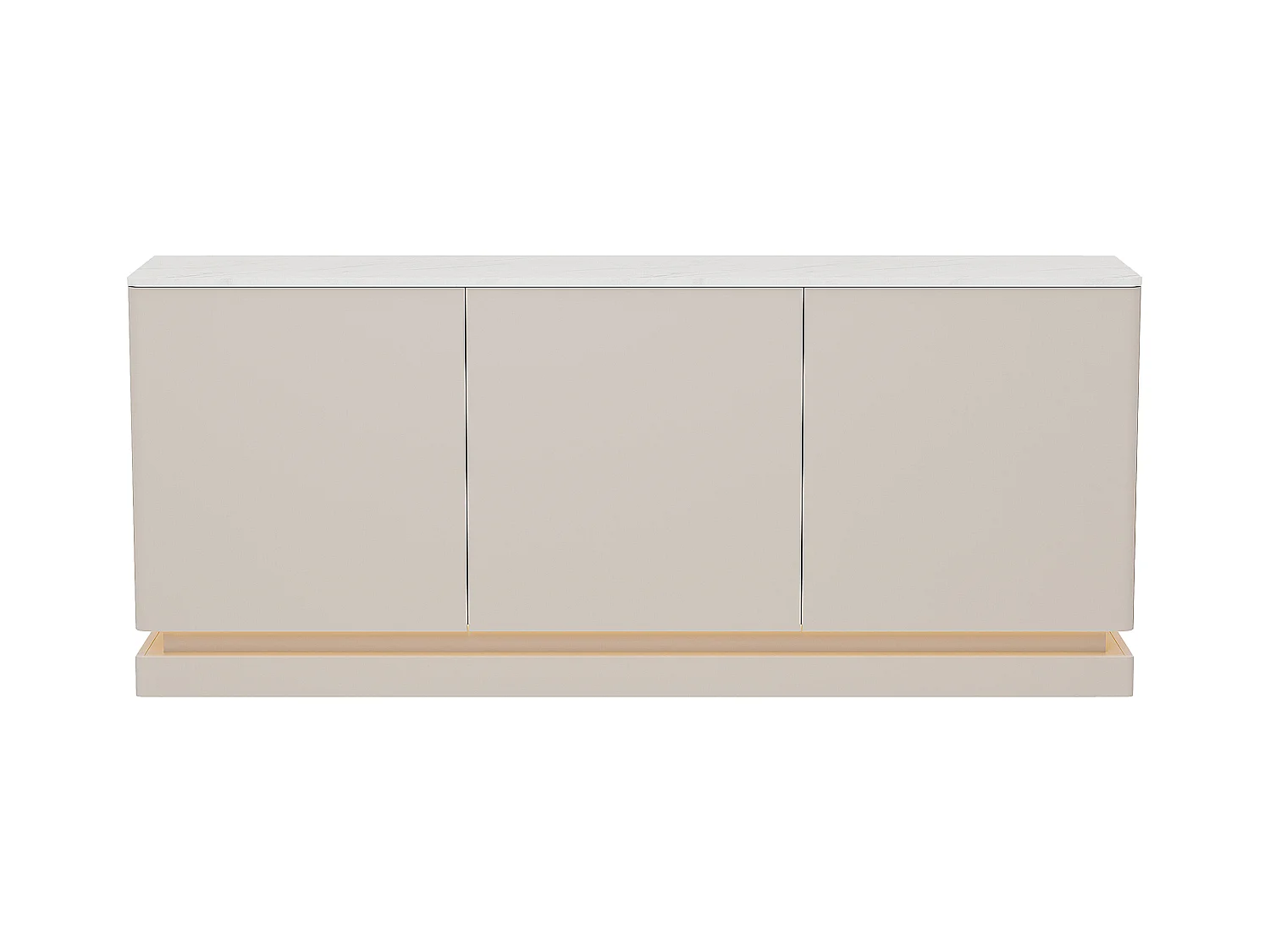 Buffet 3 portes avec LEDs en MDF - Beige et effet marbre blanc - DEVIKA de Pascal MORABITO