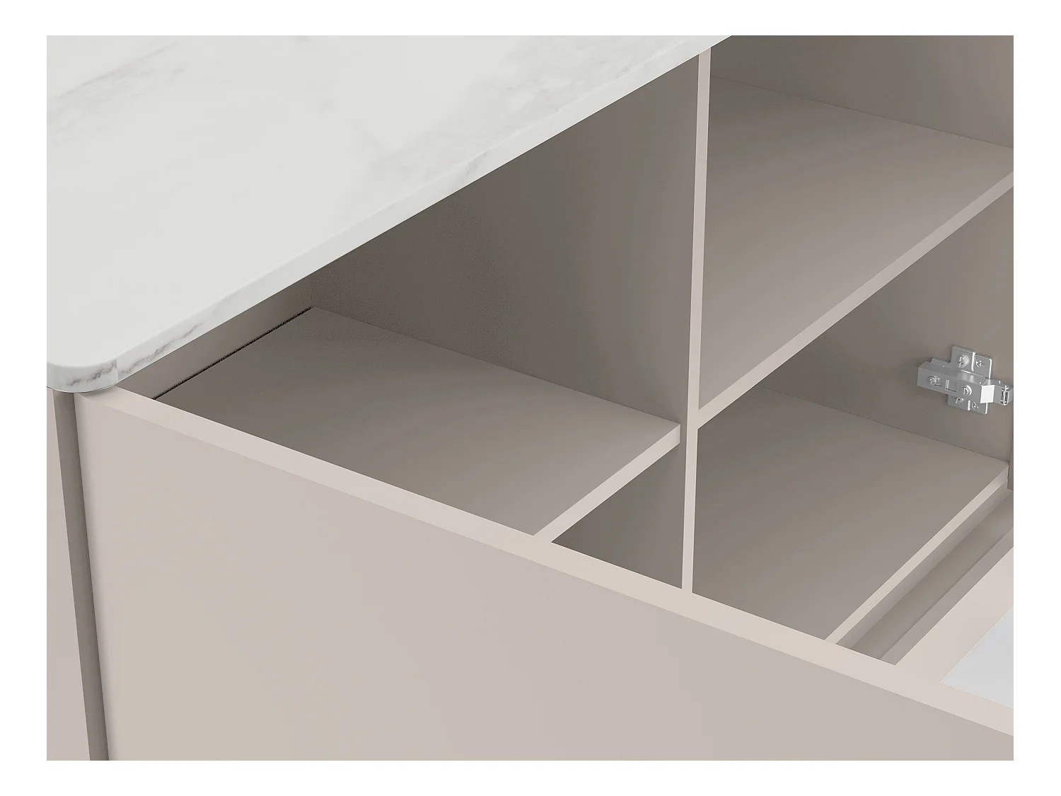 Buffet 3 portes avec LEDs en MDF - Beige et effet marbre blanc - DEVIKA de Pascal MORABITO