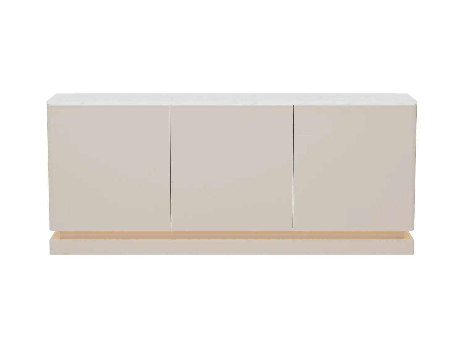 Buffet 3 portes avec LEDs en MDF - Beige et effet marbre blanc - DEVIKA de Pascal MORABITO