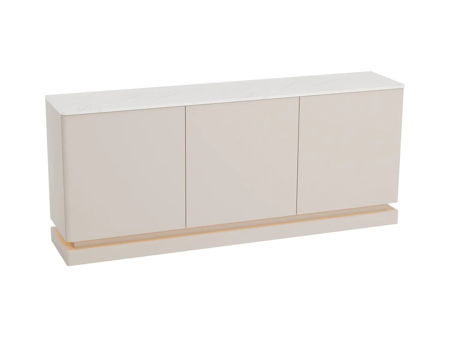 Buffet 3 portes avec LEDs en MDF - Beige et effet marbre blanc - DEVIKA de Pascal MORABITO