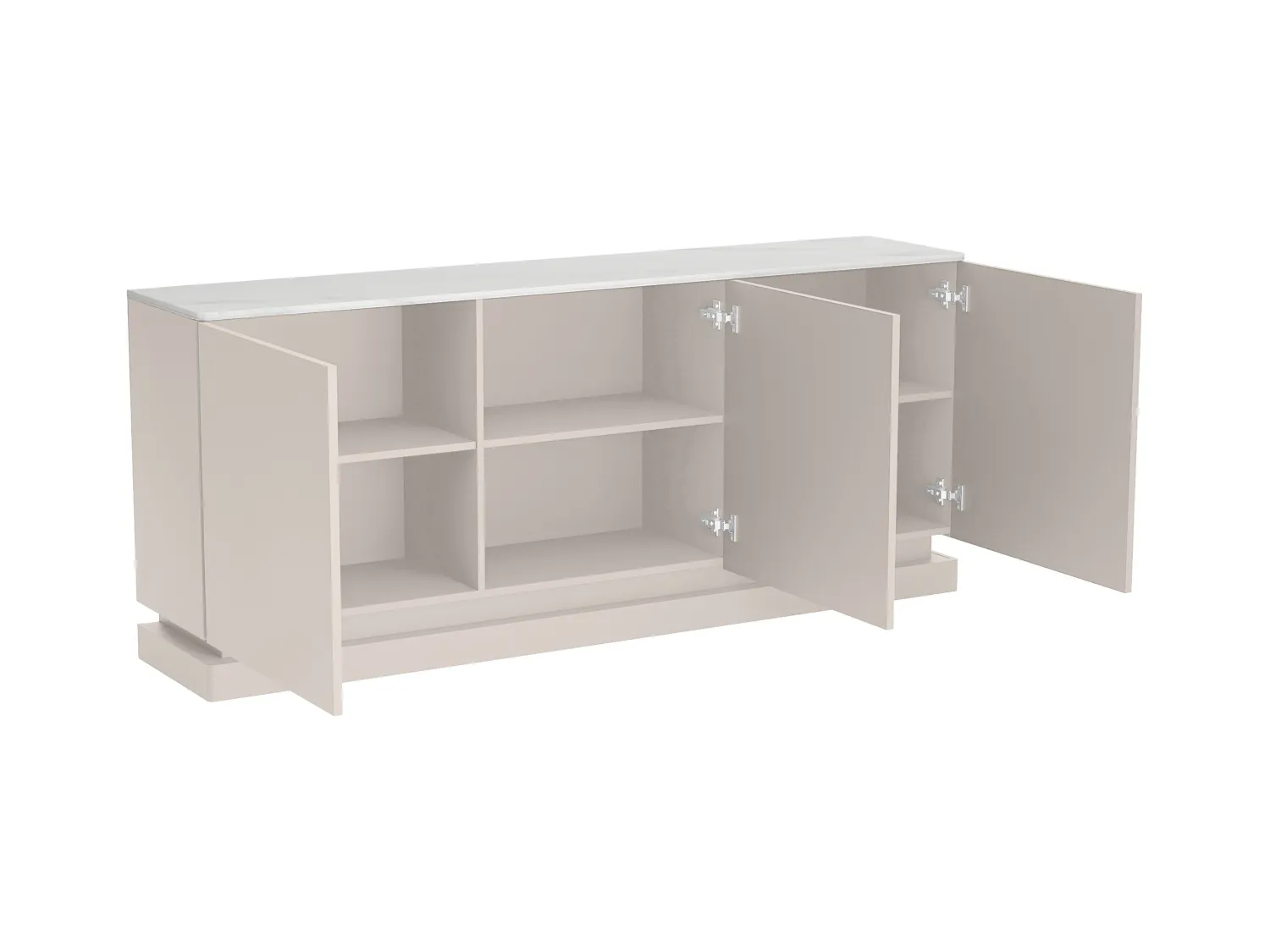 Buffet 3 portes avec LEDs en MDF - Beige et effet marbre blanc - DEVIKA de Pascal MORABITO