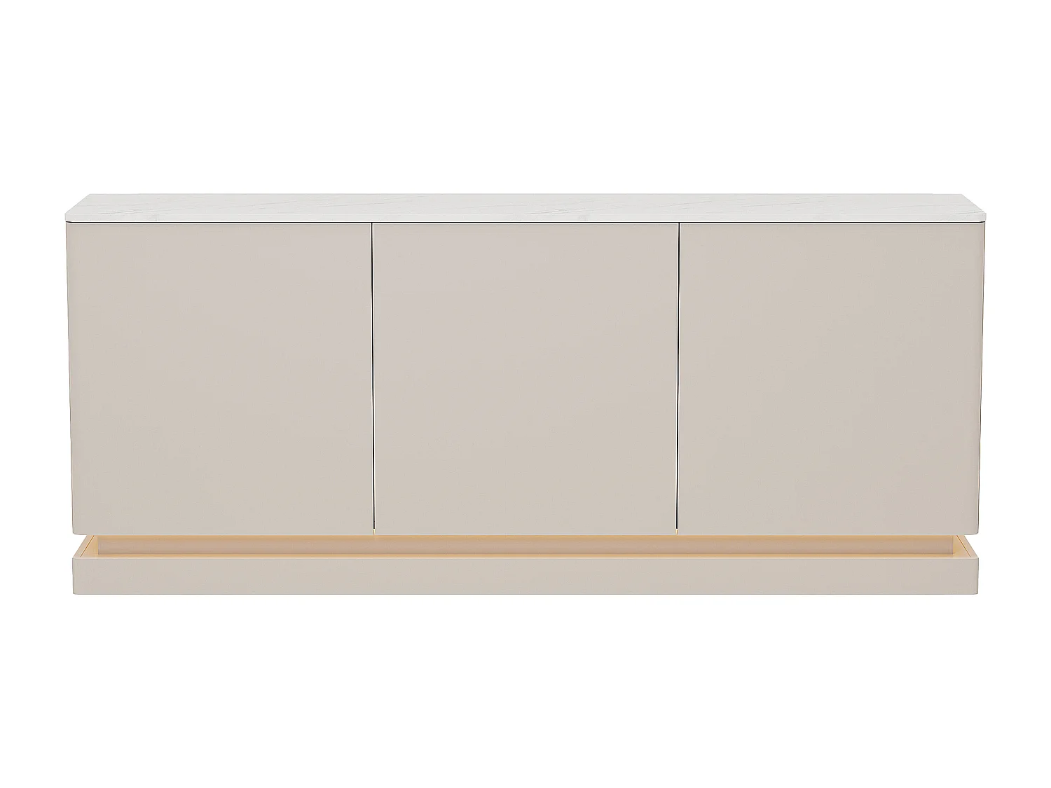 Buffet 3 portes avec LEDs en MDF - Beige et effet marbre blanc - DEVIKA de Pascal MORABITO
