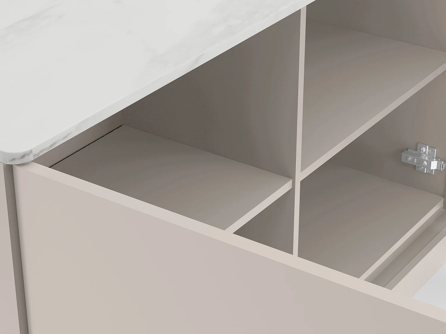 Buffet 3 portes avec LEDs en MDF - Beige et effet marbre blanc - DEVIKA de Pascal MORABITO