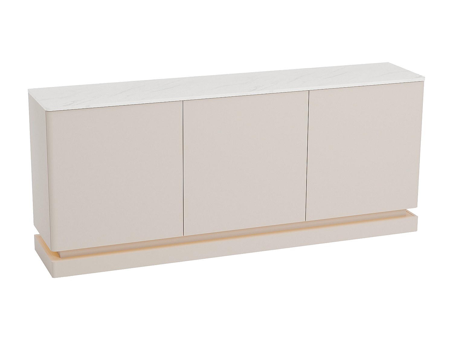 Sideboard mit 3 Türen - Mit LED-Beleuchtung - MDF - Beige & weiße Marmor-Op günstig online kaufen