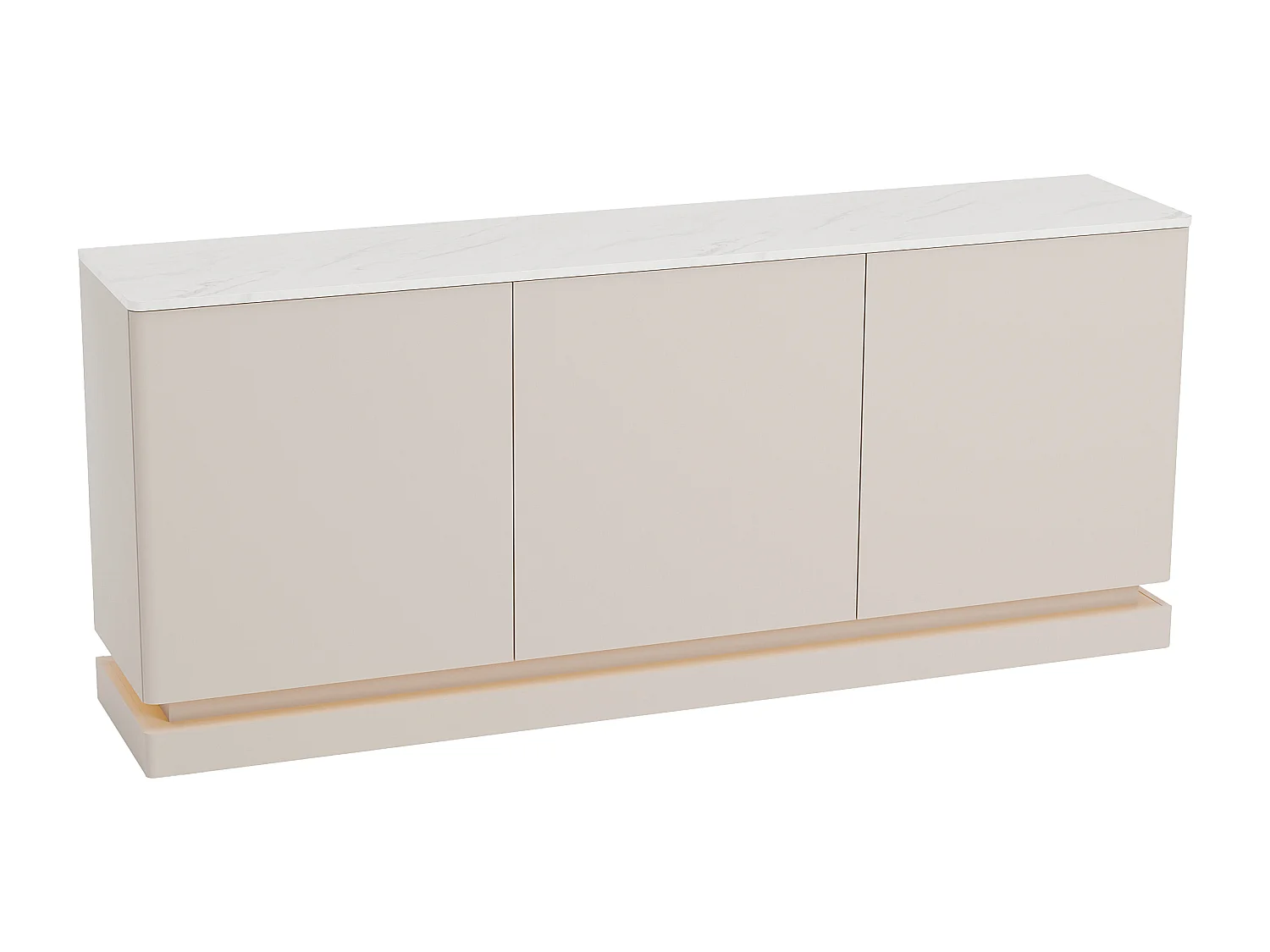 Buffet 3 portes avec LEDs en MDF - Beige et effet marbre blanc - DEVIKA de Pascal MORABITO