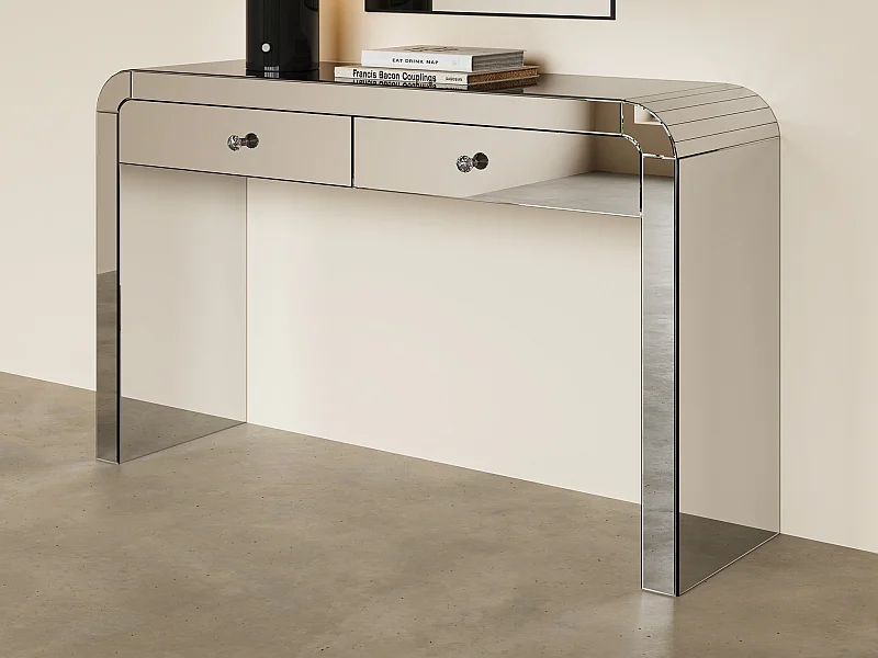 Console avec 2 tiroirs en MDF et miroir - PIKIO