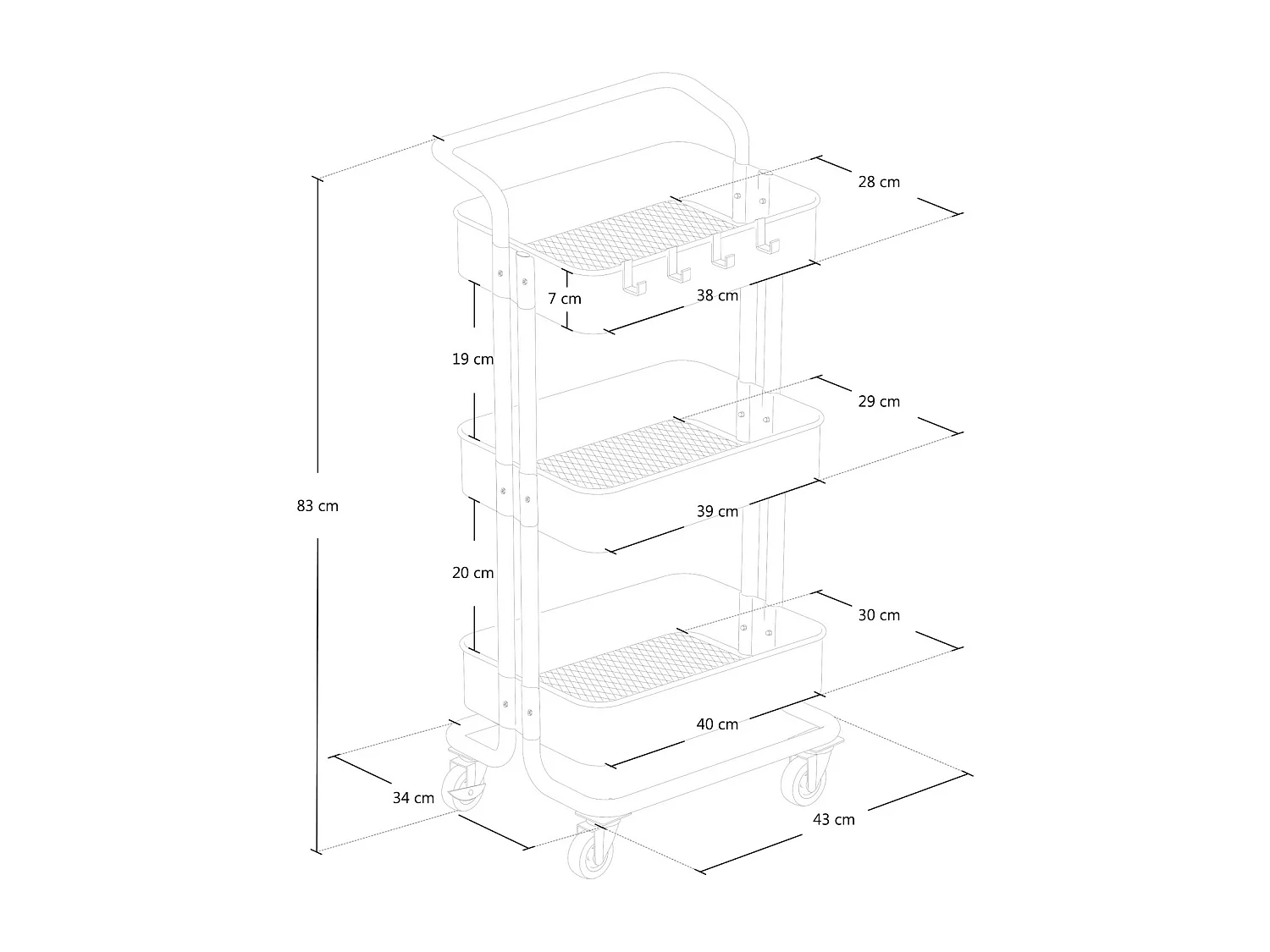 Carrellino cucina portaoggetti carrellino con ruote salvaspazio – Leo