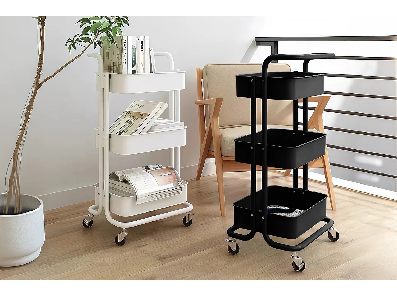 Carrellino cucina portaoggetti carrellino con ruote salvaspazio – Leo