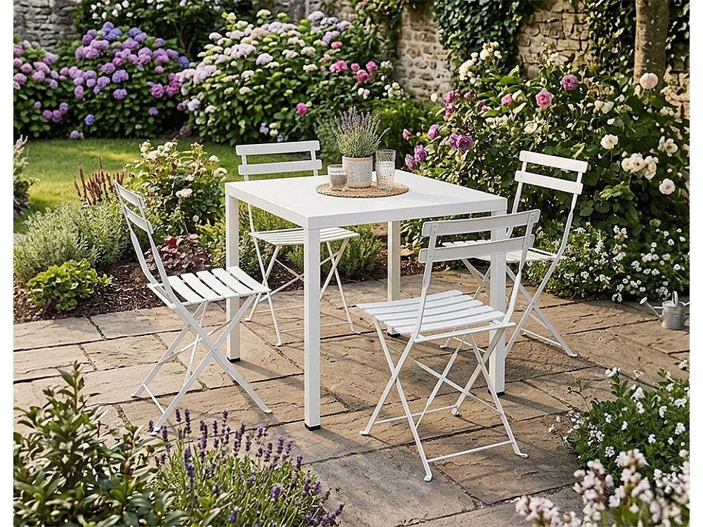Tavolo da esterno 70×70 cm tavolo da giardino bianco – Alan