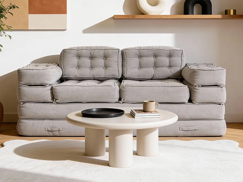 Canapé modulable convertible en tissu gris DILAKO