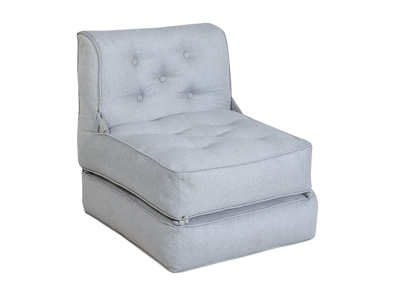 Fauteuil convertible chauffeuse avec repose-pieds en tissu gris clair ZONIRA