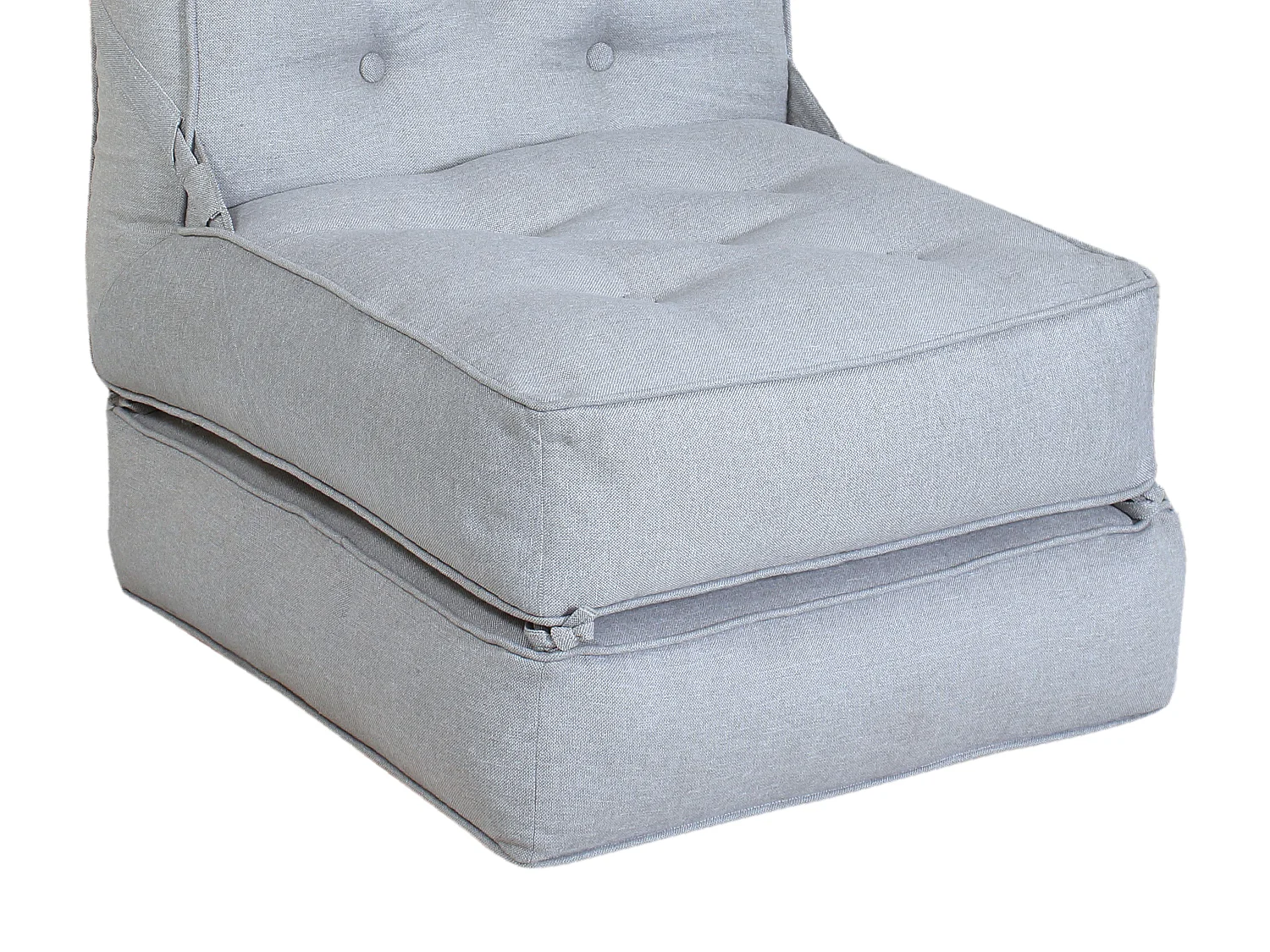 Fauteuil convertible chauffeuse avec repose-pieds en tissu gris clair ZONIRA