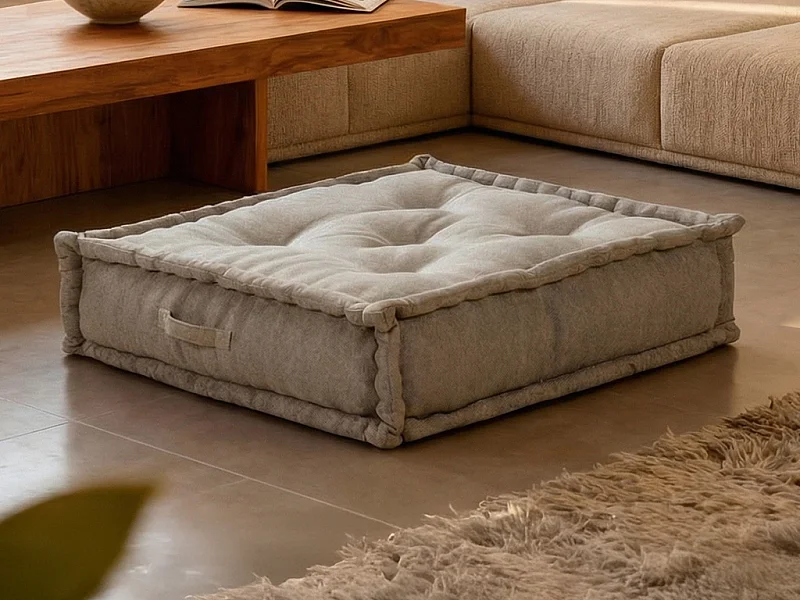 Pouf en tissu gris DIROLA