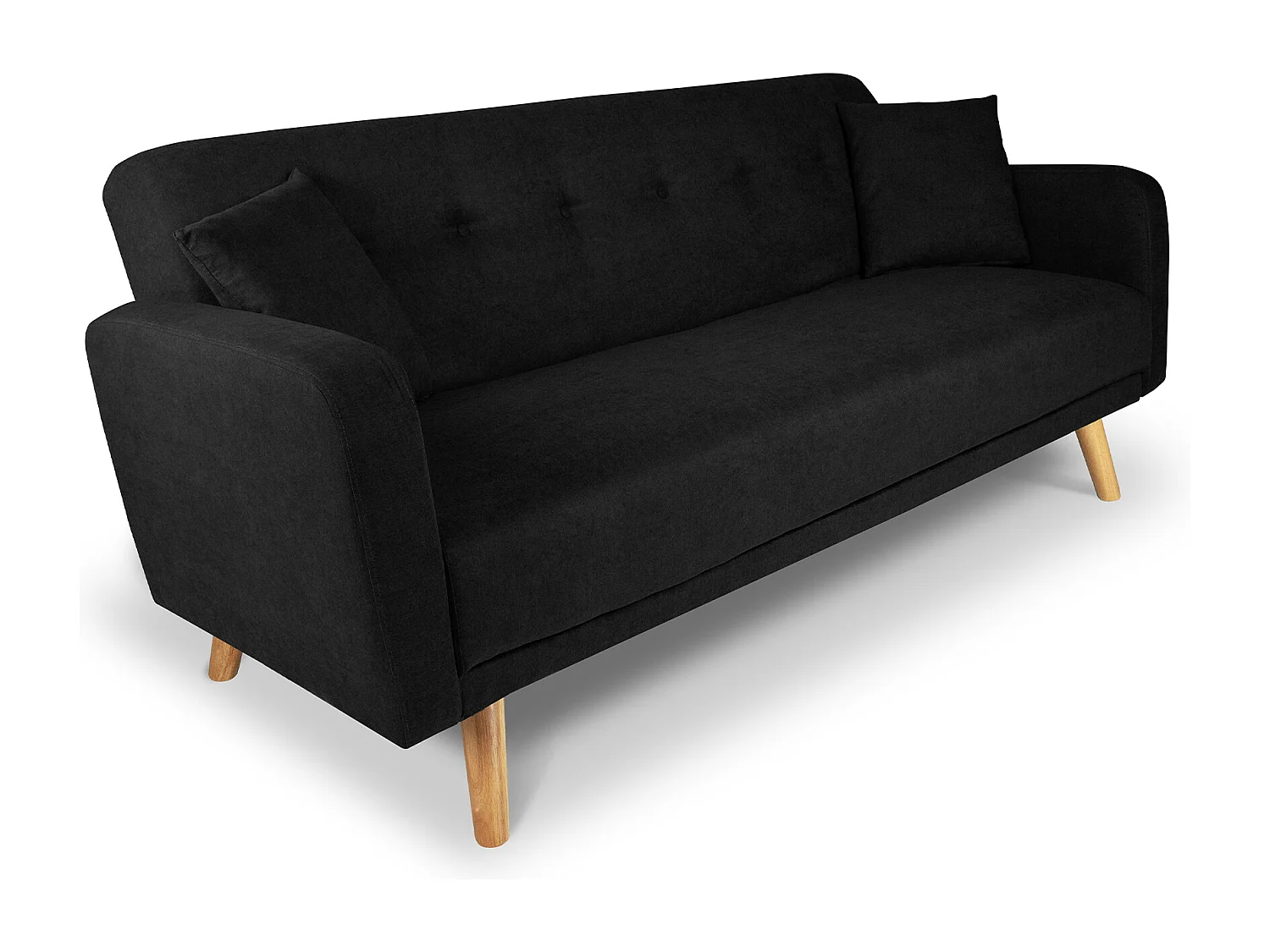 Divano letto clic clac in tessuto vellutato nero, divano 3 posti mod. Henry