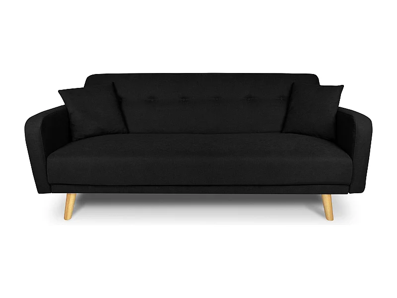Divano letto clic clac in tessuto vellutato nero, divano 3 posti mod. Henry