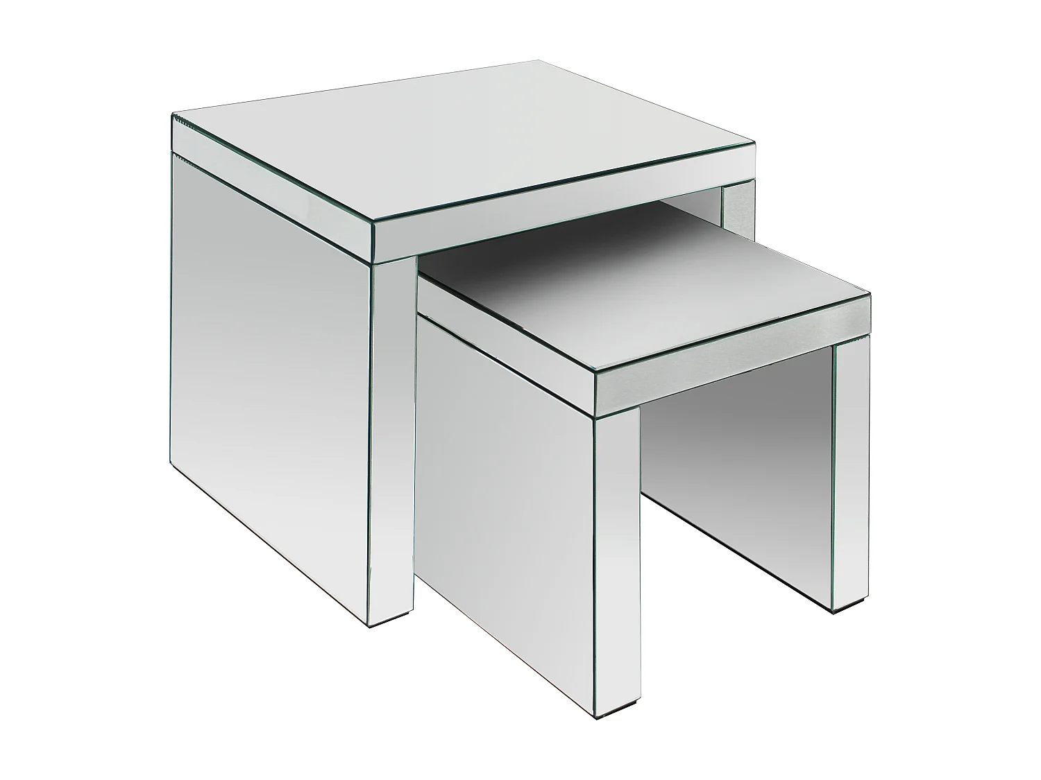 Lot de 2 tables basses en MDF et miroir - YERVINI