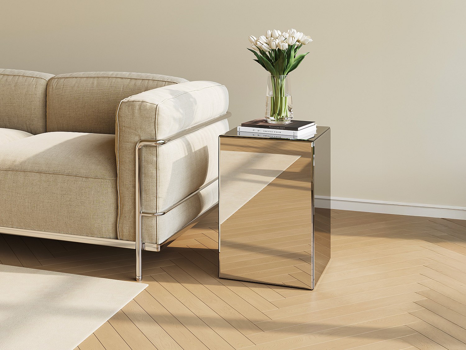 Beistelltisch aus MDF und Spiegel - LAZURIO günstig online kaufen