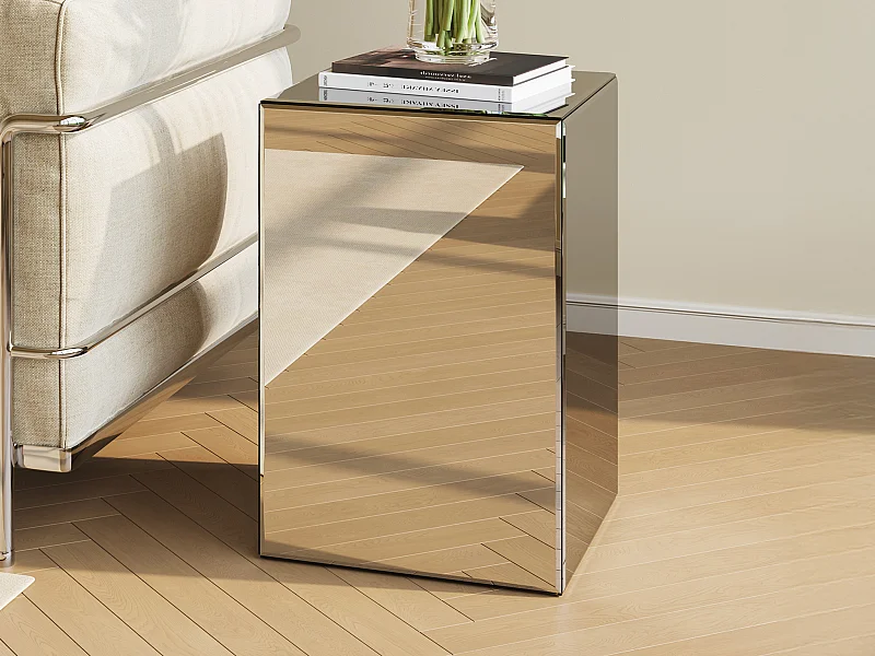 Table d'appoint en MDF et miroir - LAZURIO