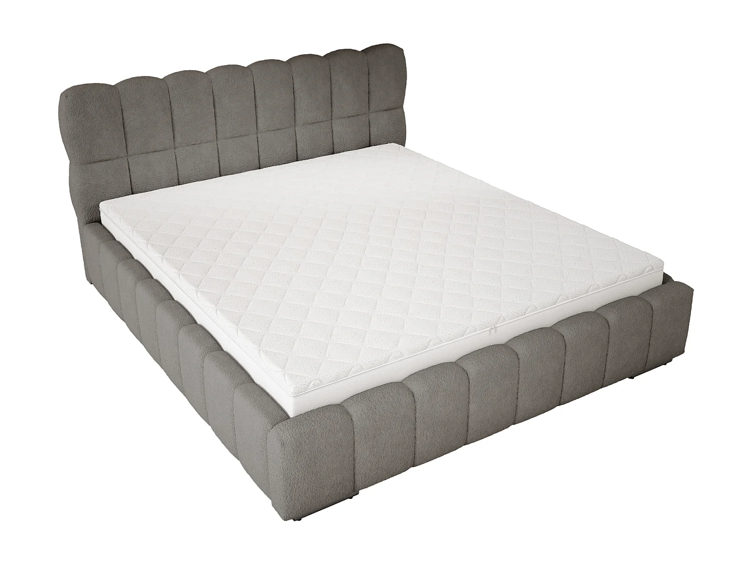 Emporius Avilla lit bouclé 160x200 avec sommier à Lattes, avec rangement - lit rembourré 160 x 200, lit Gris foncé (Anthology 18)