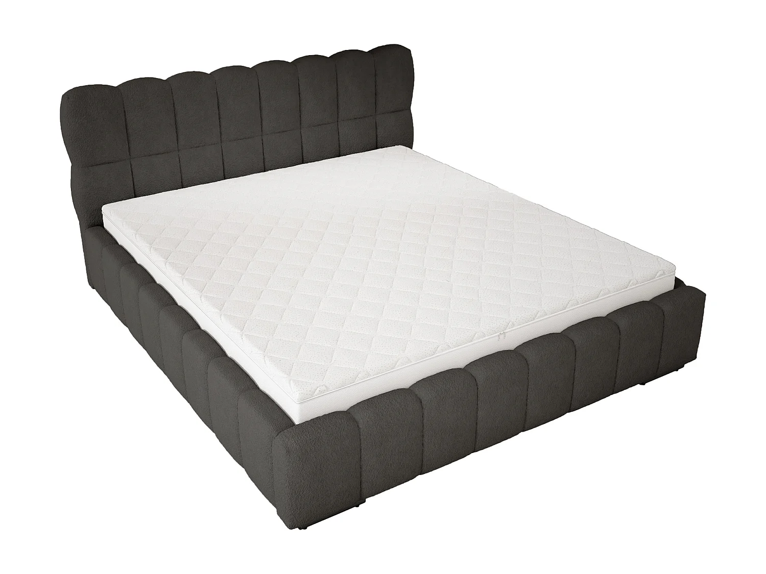 Emporius Avilla lit bouclé 200x200 avec sommier à Lattes, avec rangement - lit rembourré 200 x 200, lit Noir (Anthology 19)