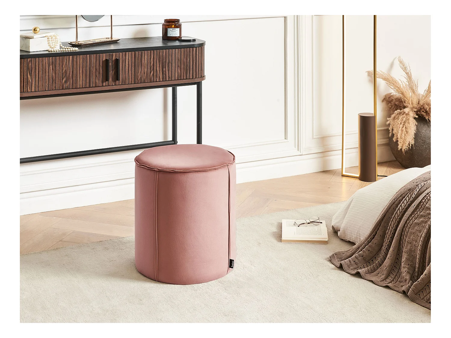 Puf SEDONA Terciopelo Rosa 40 cm 40 cm 43 cm