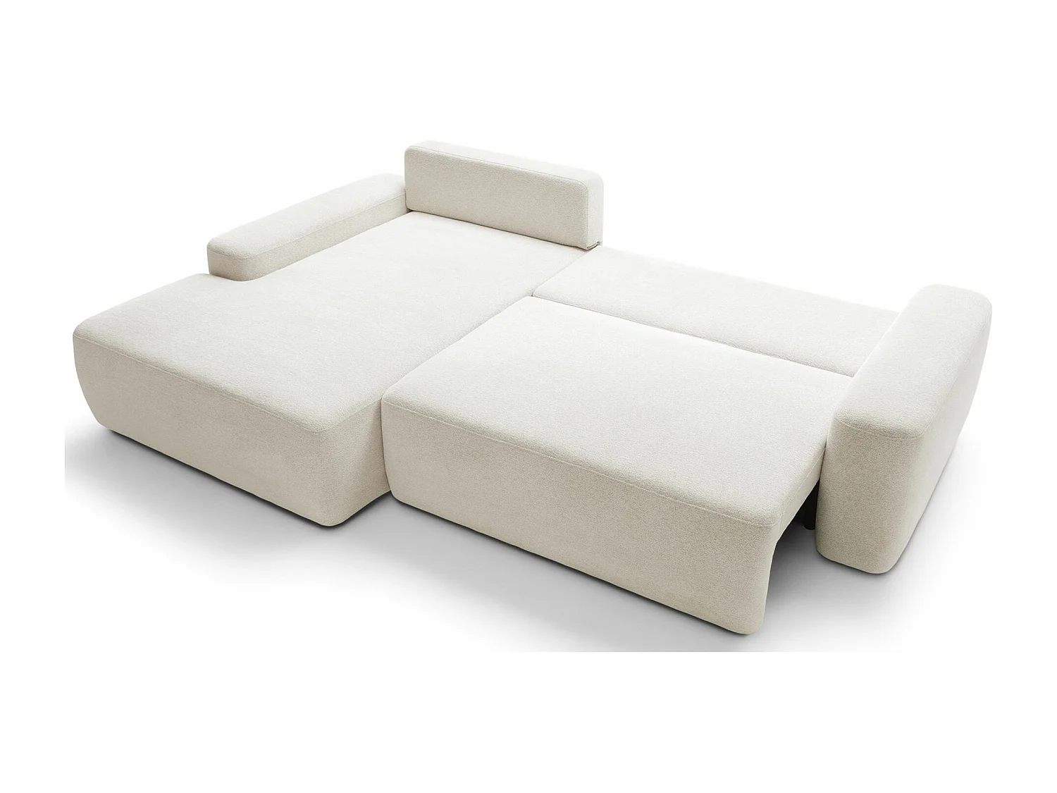 Canapé d'angle convertible - créme chenille - côté gauche - BALEO