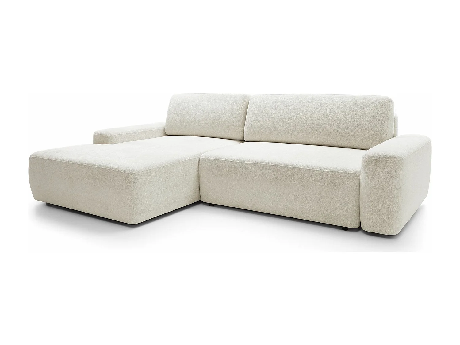 Canapé d'angle convertible - créme chenille - côté gauche - BALEO