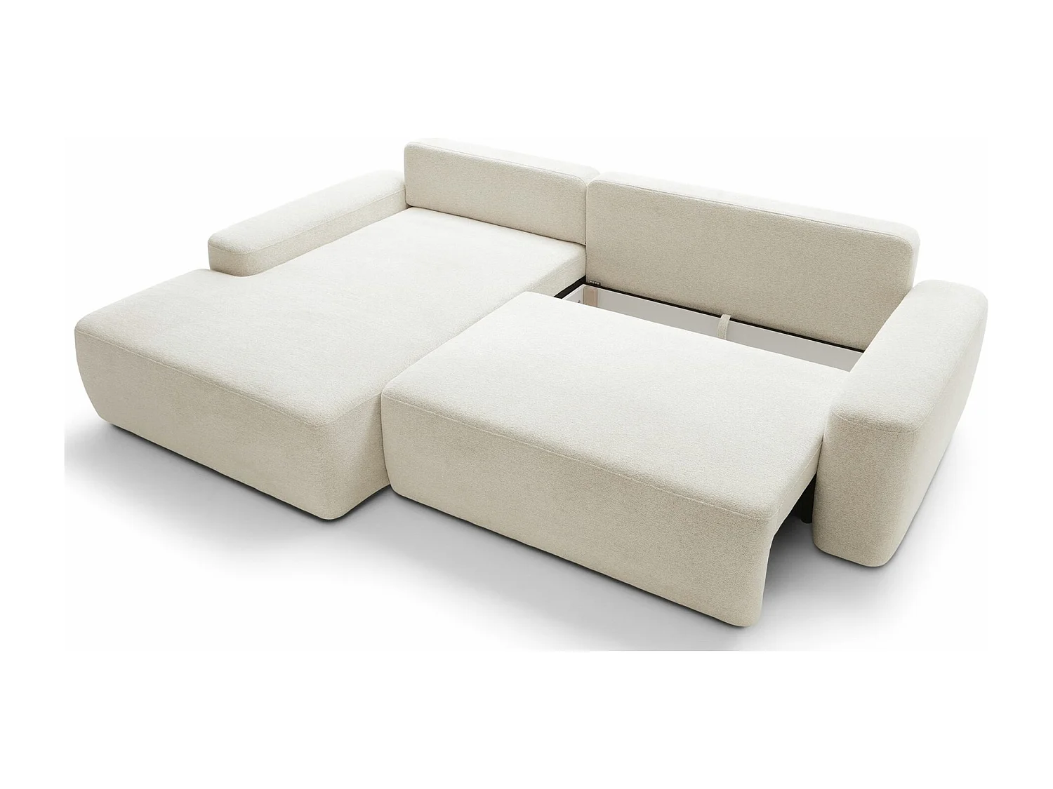 Canapé d'angle convertible - créme chenille - côté gauche - BALEO