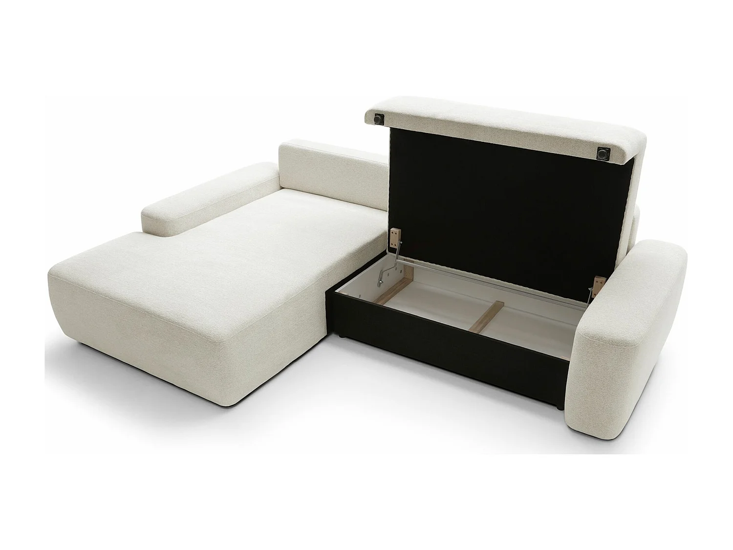 Canapé d'angle convertible - créme chenille - côté gauche - BALEO